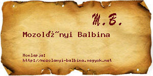 Mozolányi Balbina névjegykártya